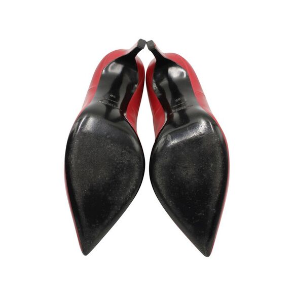 Saint Laurent Pointed Toe Pumps in Red Calf Leather - Picture 6 of 10